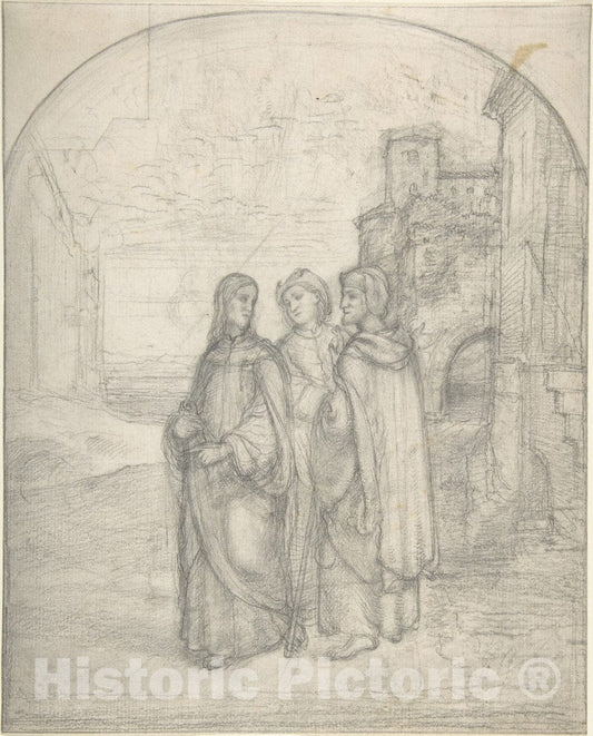 Art Print : (Johann Heinrich) Ferdinand Olivier - Christ and The Pilgrims of Emmaus : Vintage Wall Art