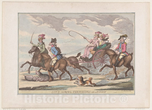 Art Print : Thomas Rowlandson - Cit's Airing Themselves On A Sunday : Vintage Wall Art