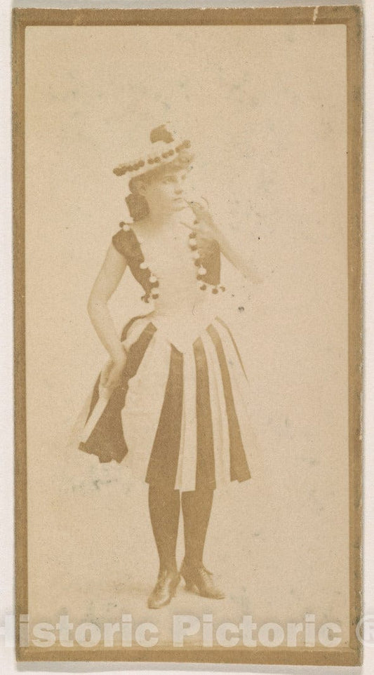 Photo Print : Actress Wearing Striped Skirt, from The Actresses Series (N664) Promoting Old Fashion Fine Cut Tobacco : Vintage Wall Art