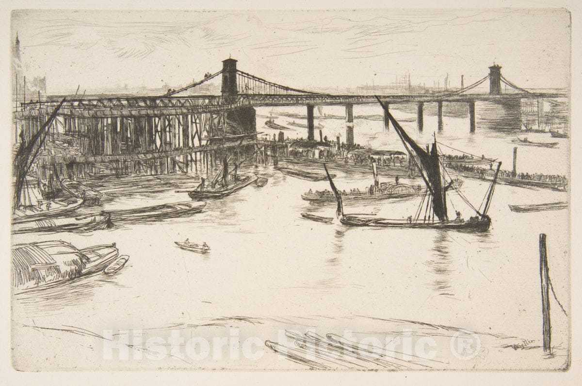 Art Print : James McNeill Whistler - Old Hungerford Bridge : Vintage Wall Art
