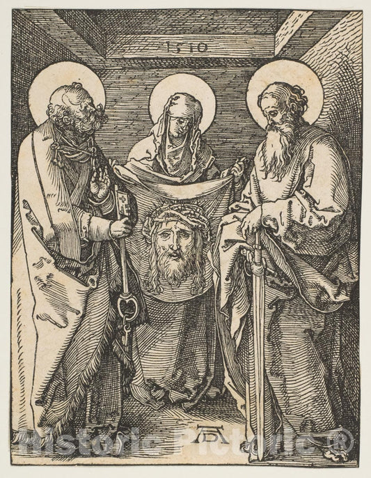 Art Print : Albrecht Dürer - Saint Veronica Between Saints Peter and Paul, from The Small Passion 2 : Vintage Wall Art