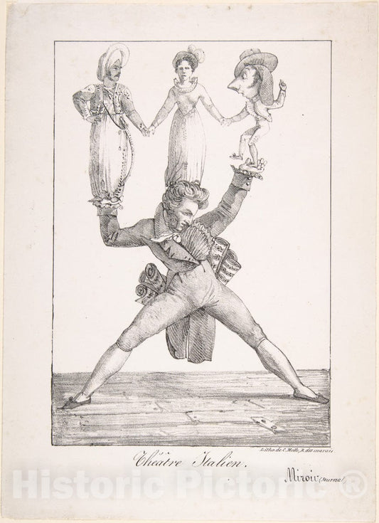 Art Print : Eugène Delacroix - Italian Theater : Vintage Wall Art