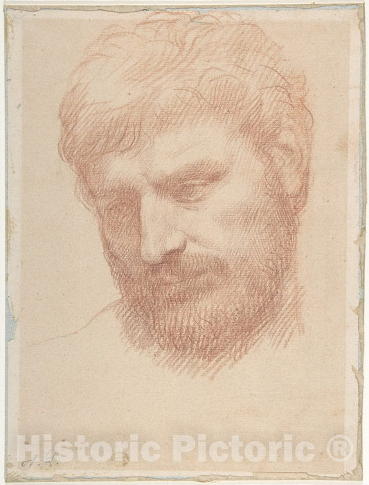 Art Print : Alphonse Legros - Head of a Man 1 : Vintage Wall Art