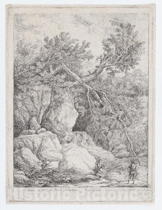 Art Print : Hubert Robert - Landscape with a Fallen Tree : Vintage Wall Art