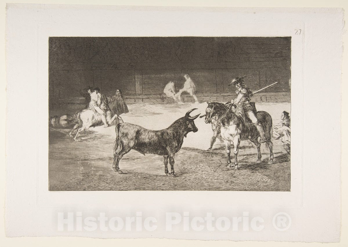 Art Print : Goya - Plate 27 from the 'Tauromaquia': The celebrated picador, Fernando del Toro : Vintage Wall Art