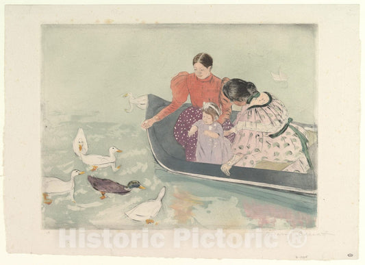Art Print : Mary Cassatt - Feeding The Ducks 1 : Vintage Wall Art