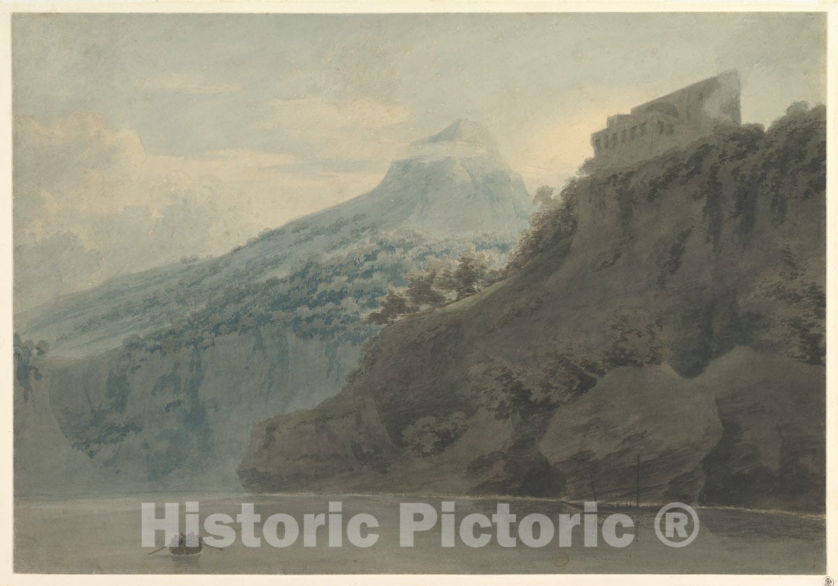 Art Print : John Robert Cozens - On The Gulf of Salerno Near Vietri : Vintage Wall Art