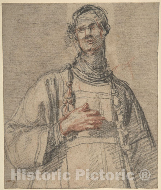 Art Print : Jacopo Confortini - Figure of a Cleric in Half-Length. : Vintage Wall Art