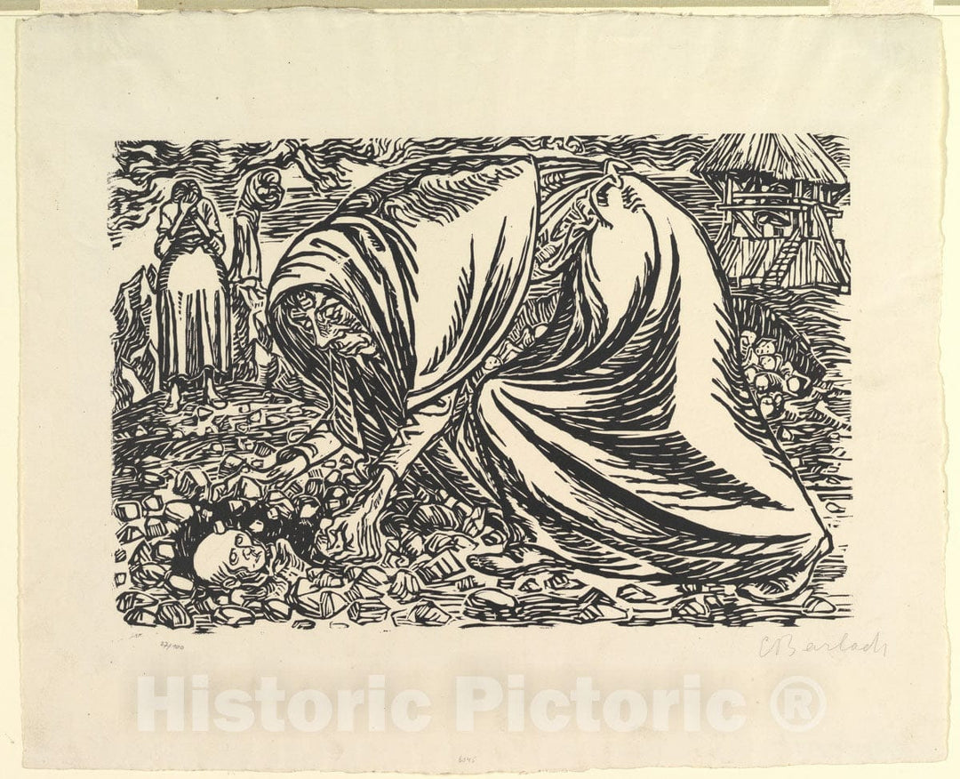 Art Print : Ernst Barlach - Death of a Child (Kindertod) : Vintage Wall Art