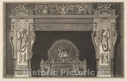 Art Print : Chimneypiece: Frieze of Trophies - Artist: Giovanni Battista Piranesi - Created: c1769 : Vintage Wall Art