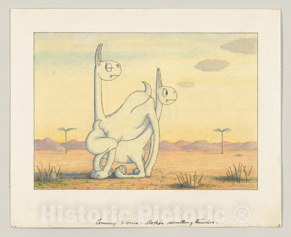 Art Print : Herbert E. Crowley - Coming Storm–Mother Smelling Thunder, Possibly a Wiggle Much Design : Vintage Wall Art