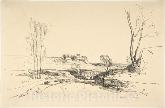 Art Print : Sir David Young Cameron - A Road in Tuscany : Vintage Wall Art