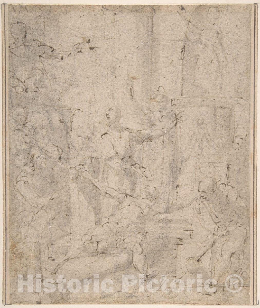 Art Print : Italian, Roman-Bolognese, 17th Century - Martyrdom of Saint Andrew : Vintage Wall Art