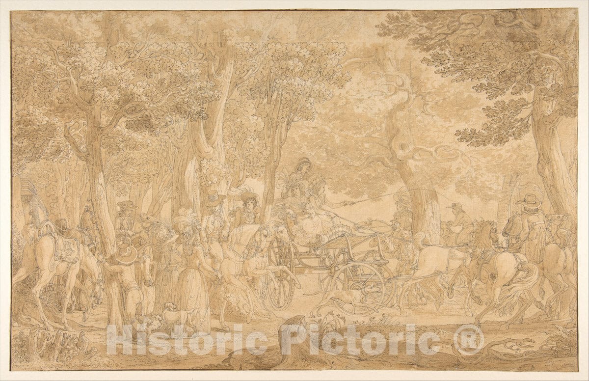 Art Print : Jean Michel Moreau The Younger - Outing in a Wood : Vintage Wall Art