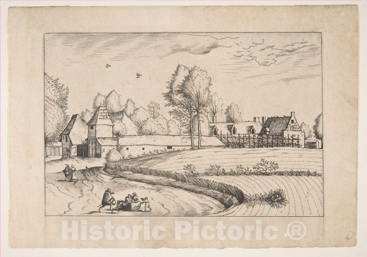 Art Print : Country Houses - Artist: Johannes Van Doetecum The Elder - Created: 1559–61 : Vintage Wall Art