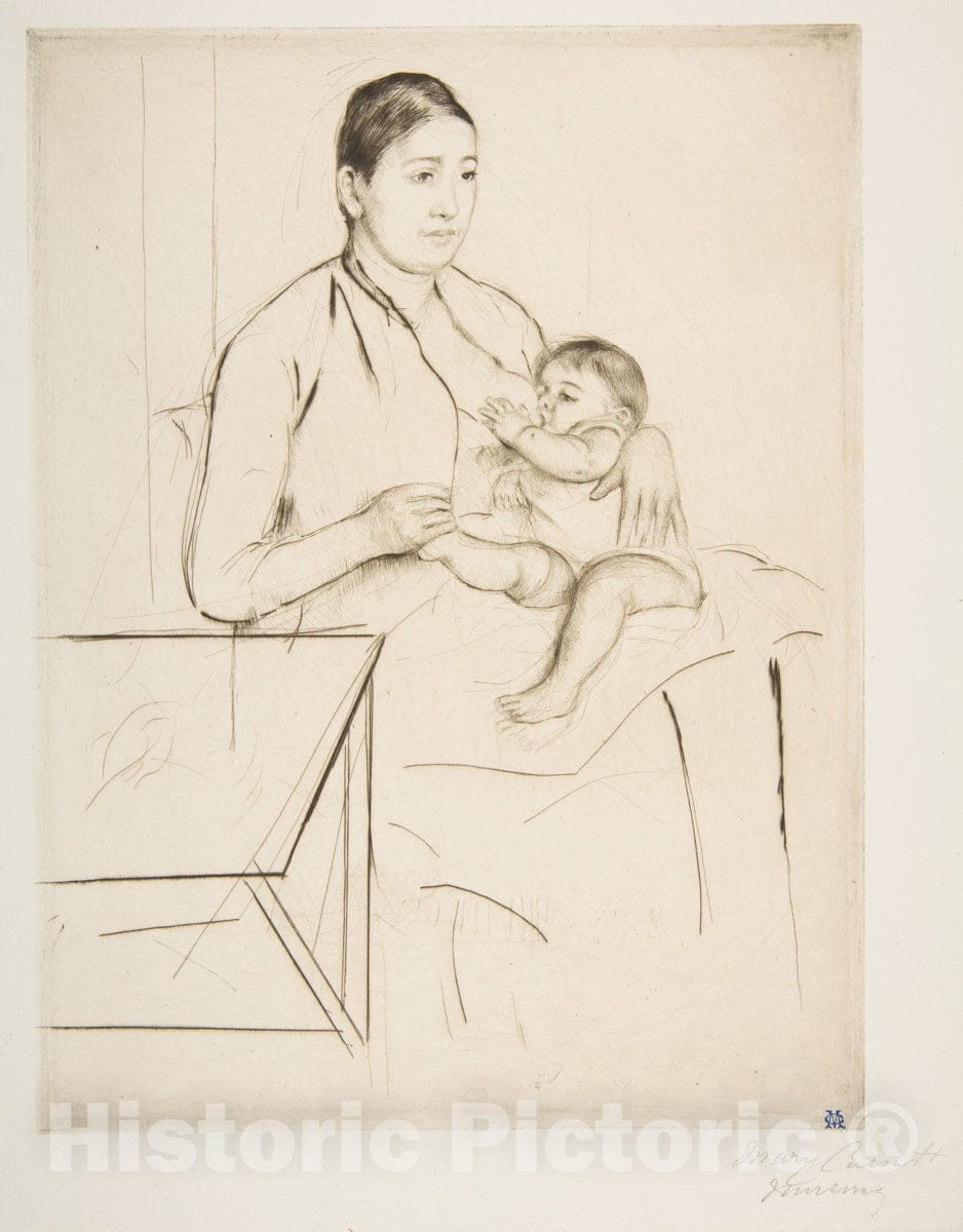 Art Print : Mary Cassatt - Nursing 1 : Vintage Wall Art
