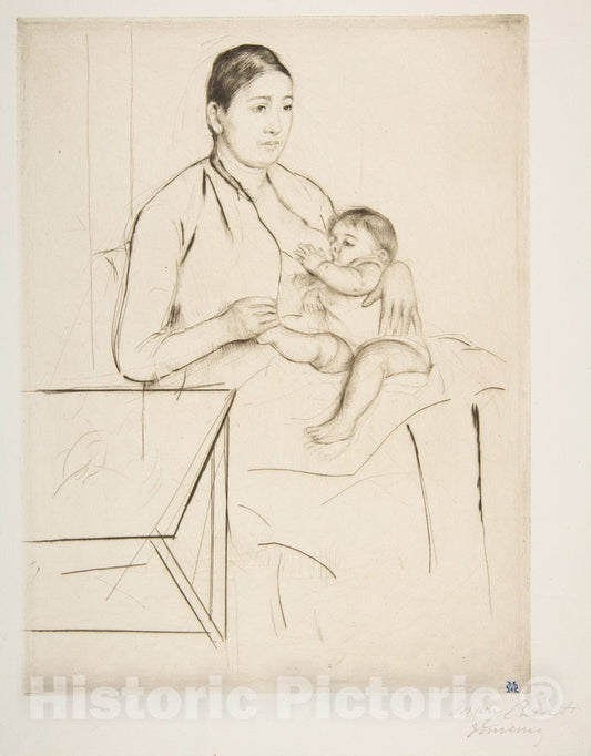 Art Print : Mary Cassatt - Nursing 1 : Vintage Wall Art