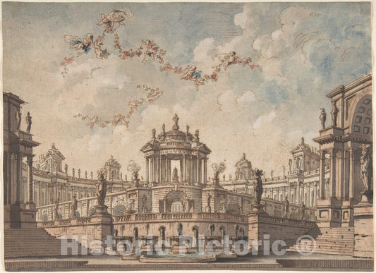 Art Print : Design for a Stage Set - Artist: Antonio Basoli - Created: 1774–1843 : Vintage Wall Art