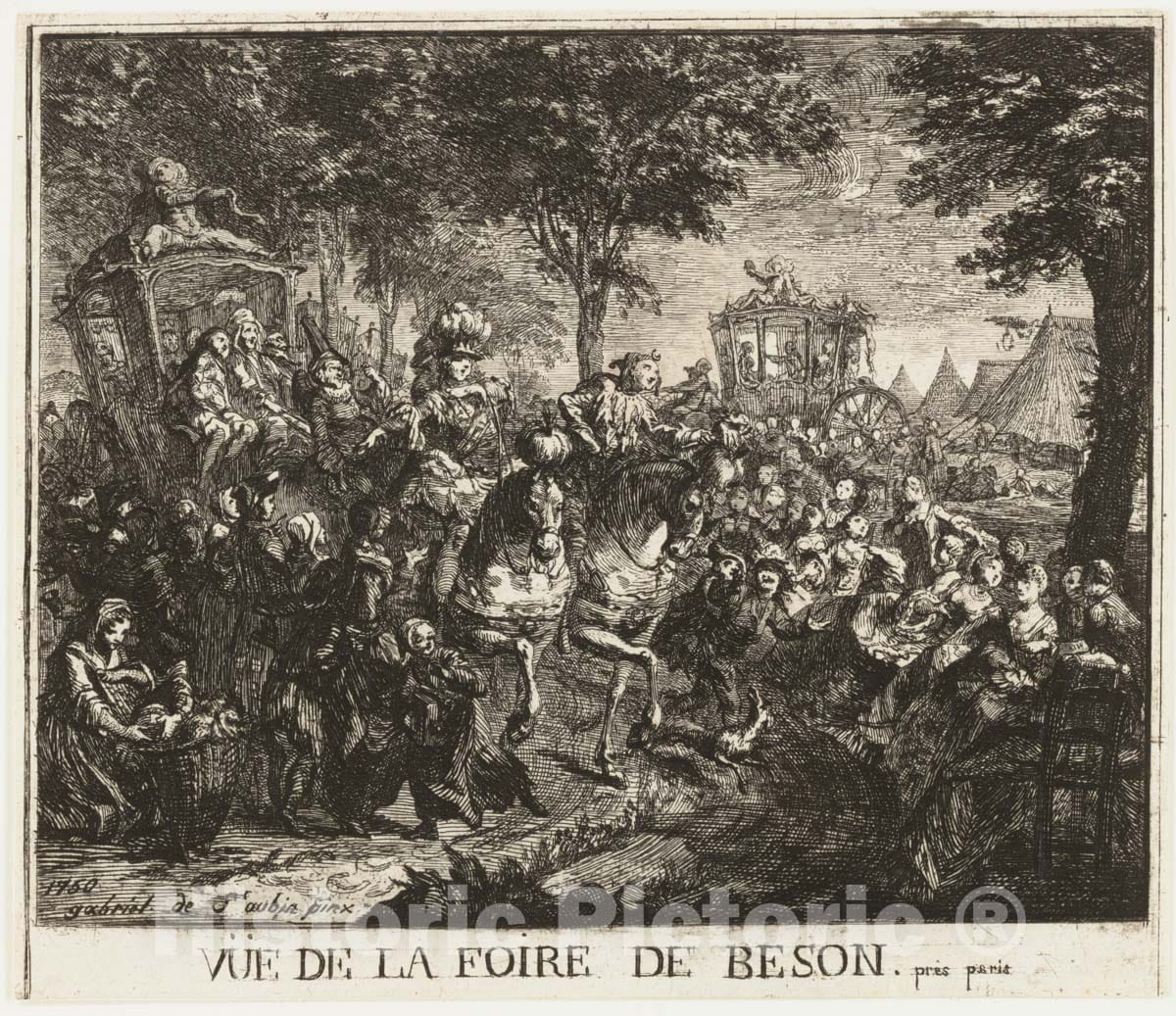 Art Print : Gabriel de Saint-Aubin - Vue de la Foire de Bezons : Vintage Wall Art