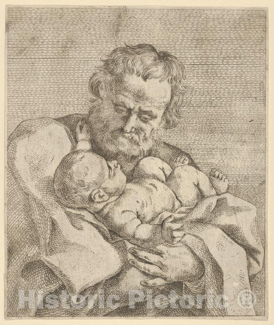 Art Print : Anonymous - Saint Joseph Holding The Infant Christ, After Reni : Vintage Wall Art