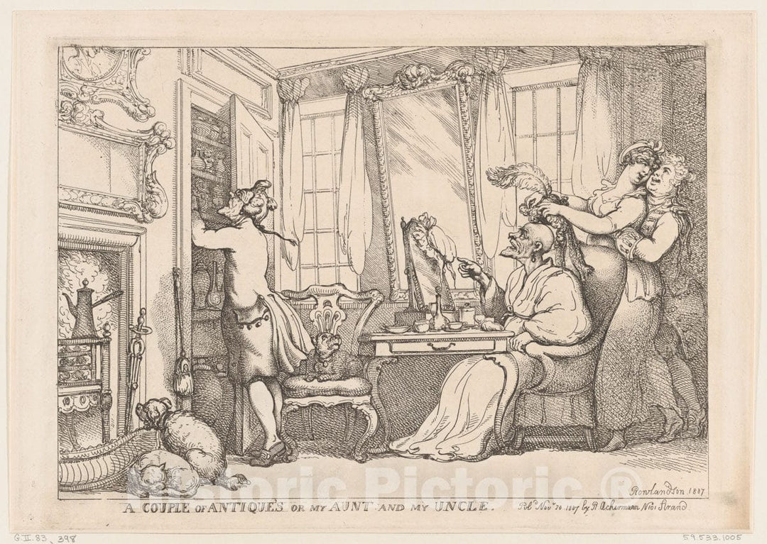 Art Print : Thomas Rowlandson - A Couple of Antiques or My Aunt and My Uncle 1 : Vintage Wall Art