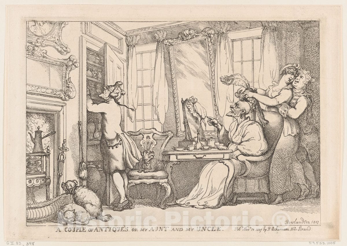 Art Print : Thomas Rowlandson - A Couple of Antiques or My Aunt and My Uncle 1 : Vintage Wall Art