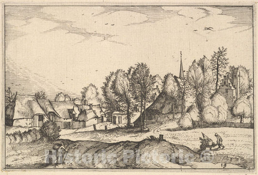 Art Print : Claes Jansz. Visscher - A Castle from Regiunculae et Villae Aliquot Ducatus Brabantiae 1 : Vintage Wall Art