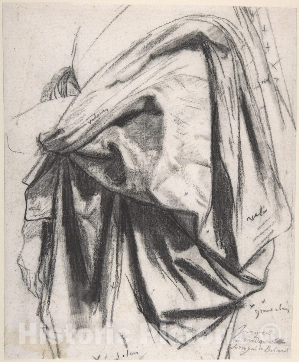Art Print : Jean Auguste Dominique Ingres - Study for The Drapery of Molière in The Apotheosis of Homer : Vintage Wall Art