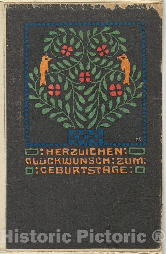 Art Print : Gustav Kalhammer - Happy Birthday (Herzlichen Glückwunsch Zum Geburtstage) : Vintage Wall Art