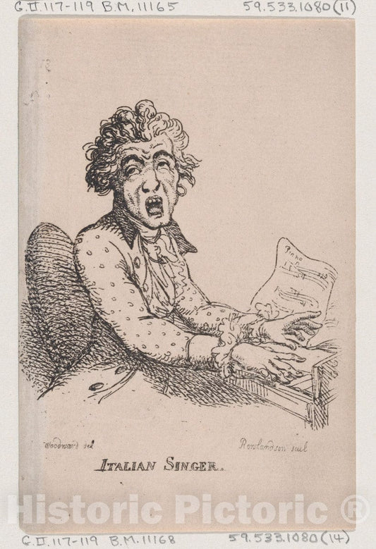 Art Print : Thomas Rowlandson - Italian Singer : Vintage Wall Art