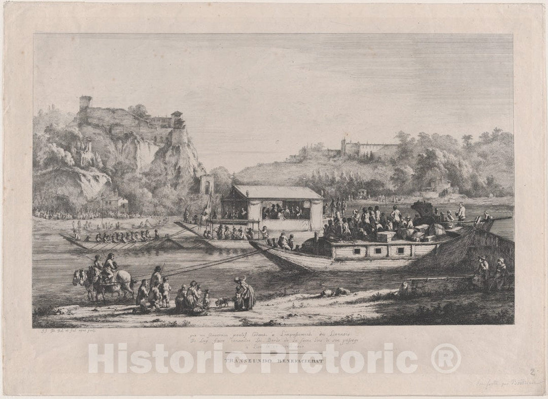 Art Print : Jean Jacques de Boissieu - Pope Pius VII on The Saône : Vintage Wall Art