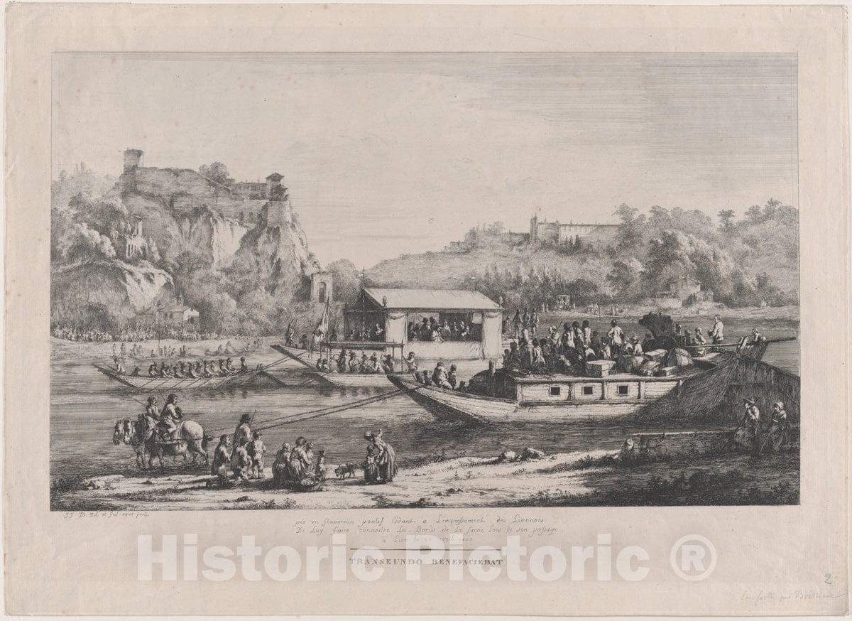 Art Print : Jean Jacques de Boissieu - Pope Pius VII on The Saône : Vintage Wall Art