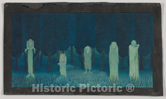 Art Print : Herbert E. Crowley - Five Ghouls : Vintage Wall Art