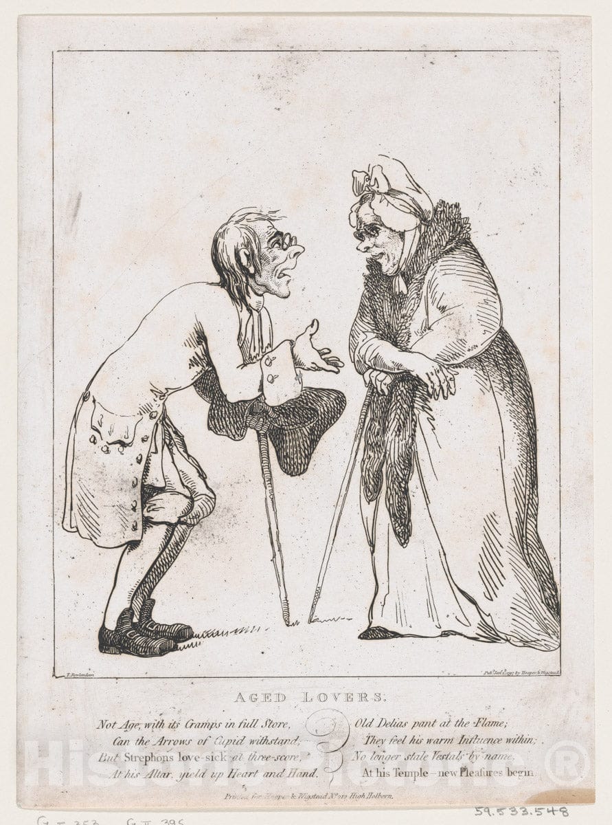 Art Print : Thomas Rowlandson - Aged Lovers : Vintage Wall Art