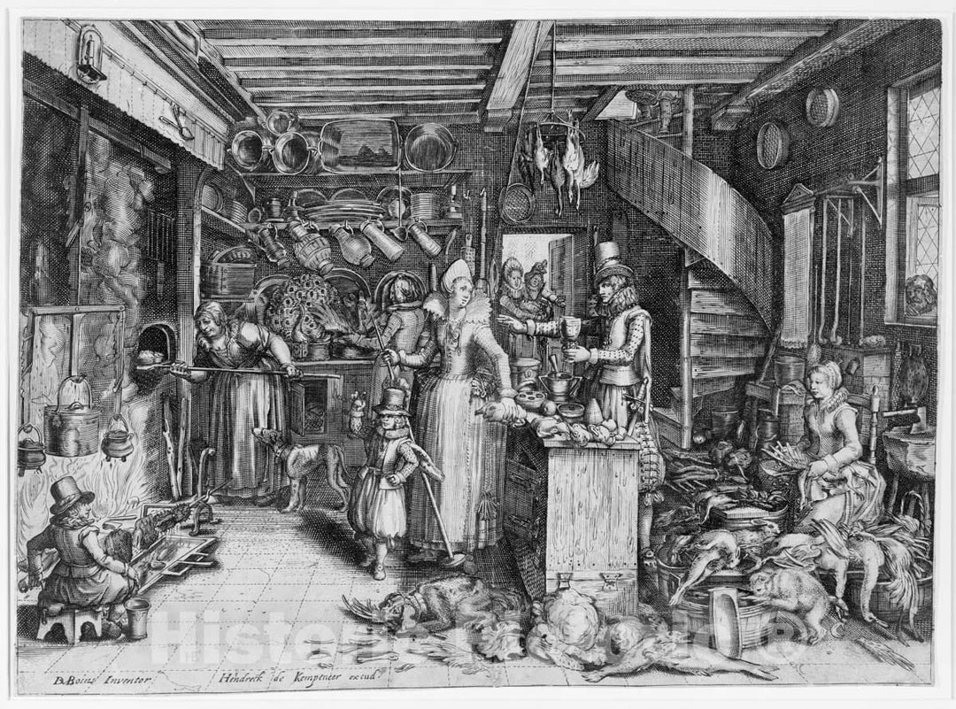 Art Print : David Vinckboons - A Kitchen Scene : Vintage Wall Art