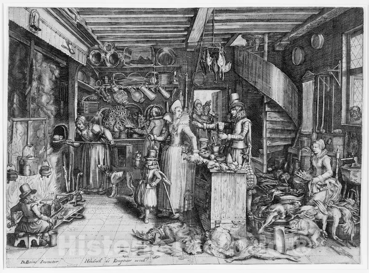 Art Print : David Vinckboons - A Kitchen Scene : Vintage Wall Art