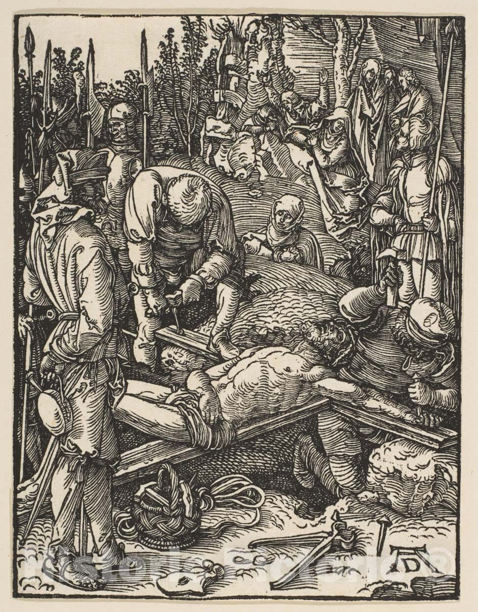 Art Print : Albrecht Dürer - Christ Nailed to The Cross, from The Small Passion 1 : Vintage Wall Art