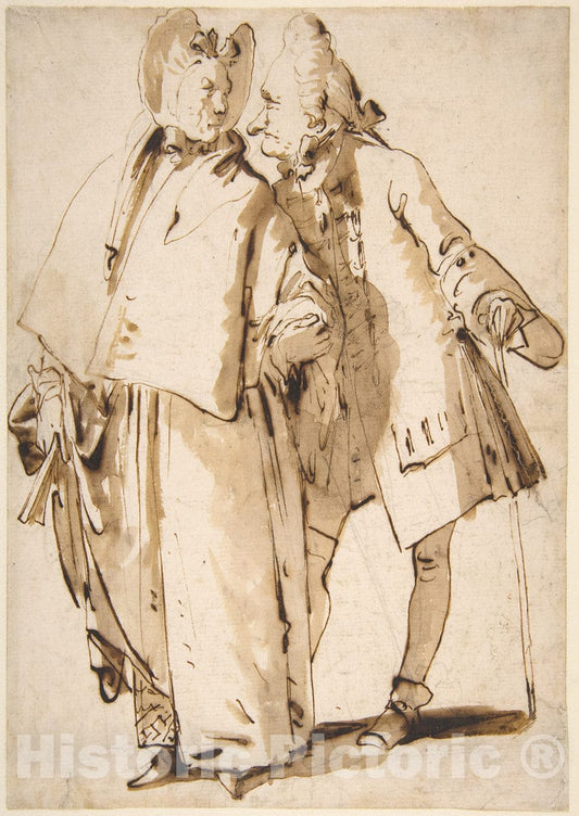 Art Print : Giovanni Battista Tiepolo - Caricature: an Elderly Couple : Vintage Wall Art