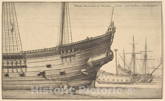 Art Print : Wenceslaus Hollar - Naues Mercatoriæ Hollan dicæ per Indias Occidentales (Dutch West Indiaman) : Vintage Wall Art