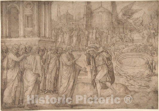 Art Print : Lambert Lombard - Christ Healing at The Pool of Bethesda : Vintage Wall Art