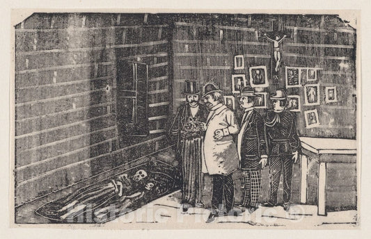 Art Print : José Guadalupe Posada - Discovery of Two Bodies : Vintage Wall Art
