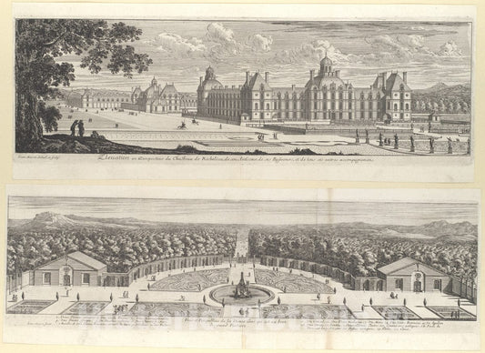 Art Print : Engraved by Jean Marot - Le Magnifique Chateau de Richelieu : Vintage Wall Art