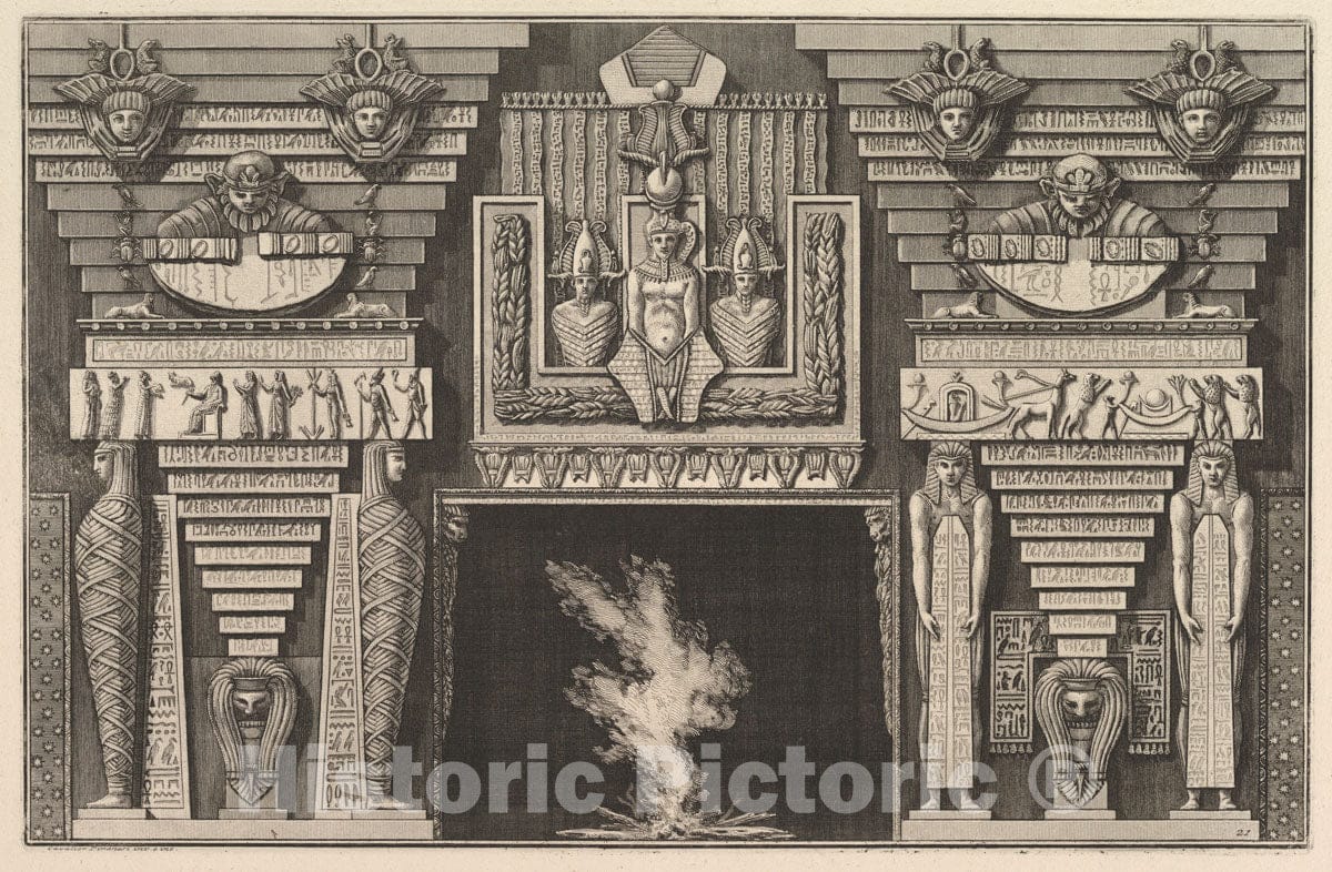 Art Print : Chimneypiece in The Egyptian Style - Artist: Giovanni Battista Piranesi - Created: c1769 2 : Vintage Wall Art