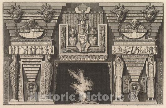 Art Print : Chimneypiece in The Egyptian Style - Artist: Giovanni Battista Piranesi - Created: c1769 2 : Vintage Wall Art