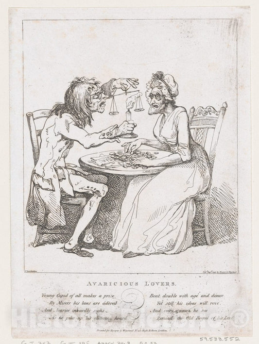 Art Print : Thomas Rowlandson - Avaricious Lovers : Vintage Wall Art