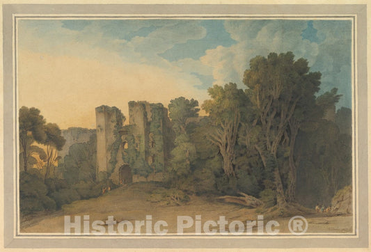 Art Print : Francis Towne - Berry Pomeroy Castle in The County of Devon : Vintage Wall Art