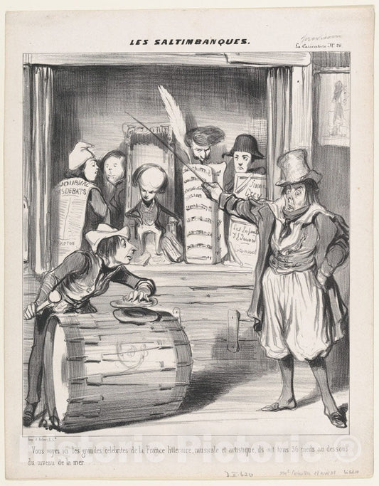 Art Print : Here You See The Great Celebrities of Literary - Artist: Honore Daumier - Created: 1839 : Vintage Wall Art