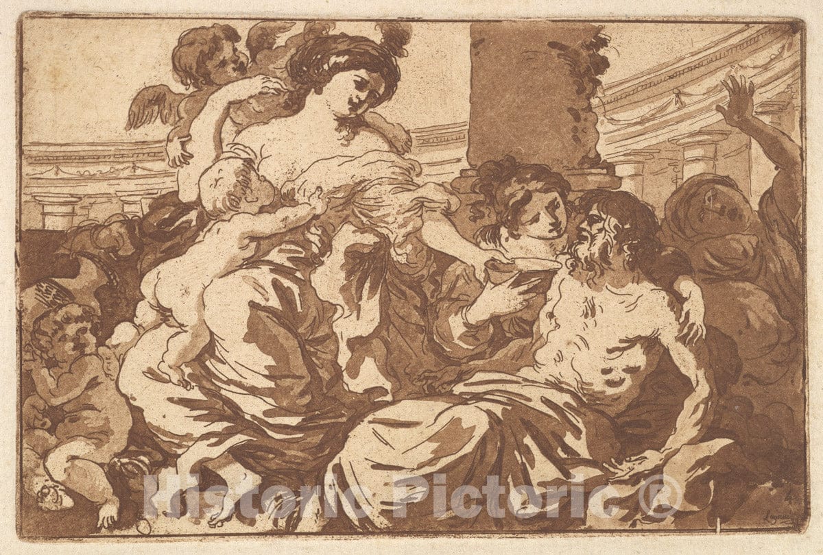 Art Print : Anacreon, in an Album contianing Recueil de Compositions par Lagrenee Le Jeune - Artist: Jean Jacques Lagrenee - Created: 1782–1821 : Vintage Wall Art