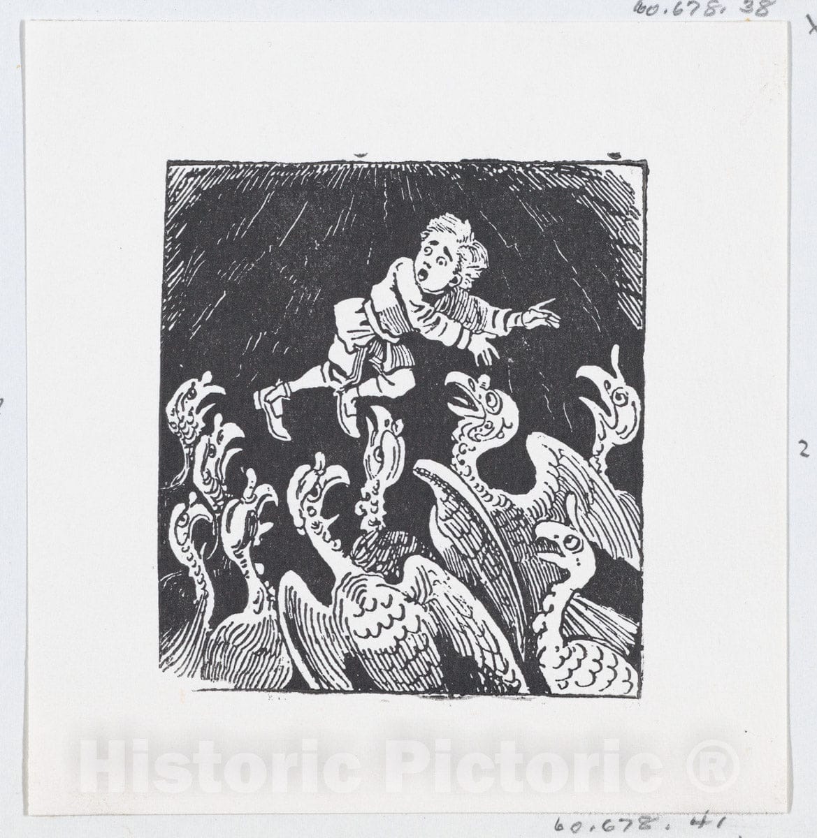 Art Print : José Guadalupe Posada - A Small boy Being fed to Vultures, an Illustration to 'The King and His Three Sons' : Vintage Wall Art