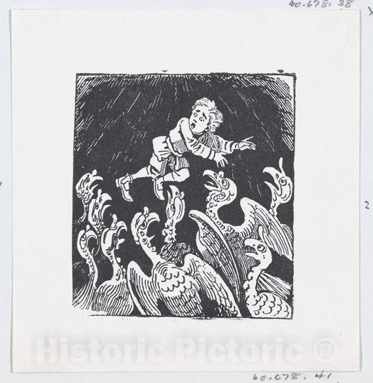 Art Print : José Guadalupe Posada - A Small boy Being fed to Vultures, an Illustration to 'The King and His Three Sons' : Vintage Wall Art